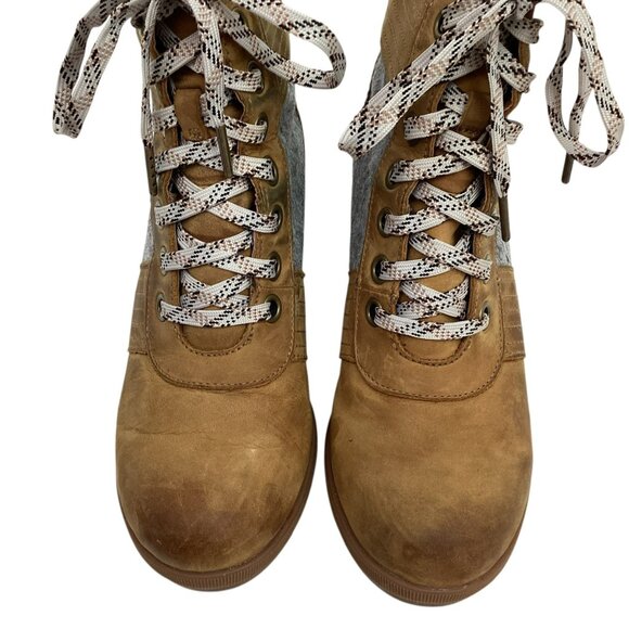 Sorel Lexie Wedge Womens 9.5 Felt Leather Ankle Boots Waterproof Lace-Up  NL 337 - Picture 8 of 14